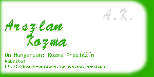 arszlan kozma business card